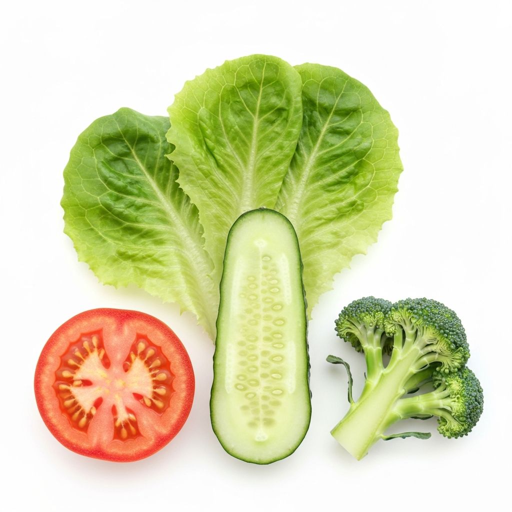 Cross-section of fresh vegetables showing internal structure